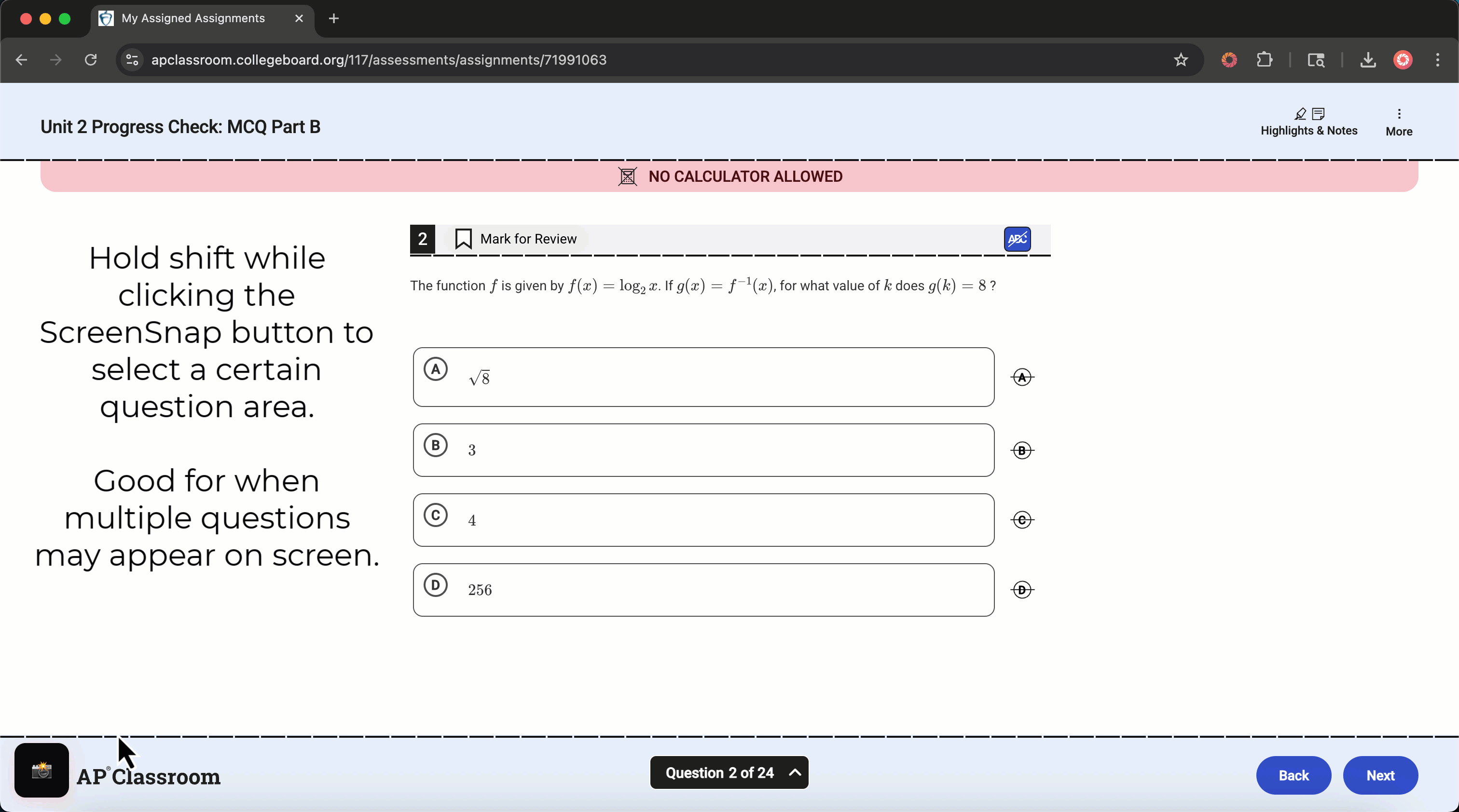 Demo of area selection — hold Shift and click to select a region